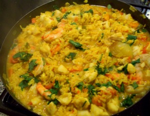 How do you make seafood paella?